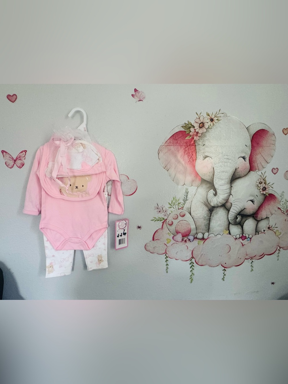 Infant Pink Bear Bodysuit & Printed Leggings Set